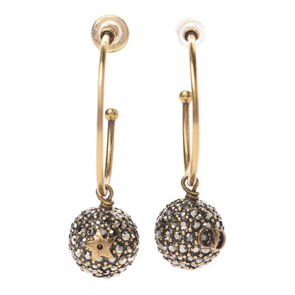 Christian Dior Crystal Star Hoop Earrings Aged Gold 1 of 5