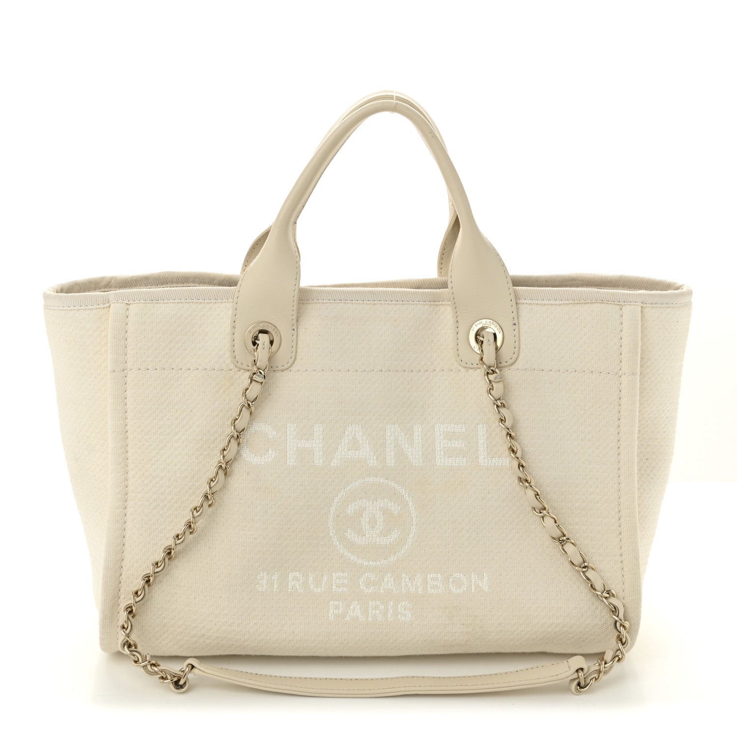 Chanel Mixed Fibers Small Deauville Tote White 1 of 12