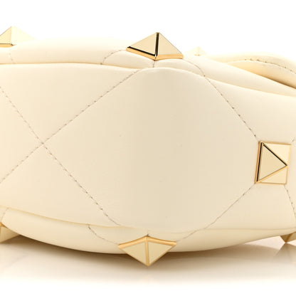 Valentino Garavani Nappa Enamel Medium Roman Stud Shoulder Bag Bag Ivory 8 of 9