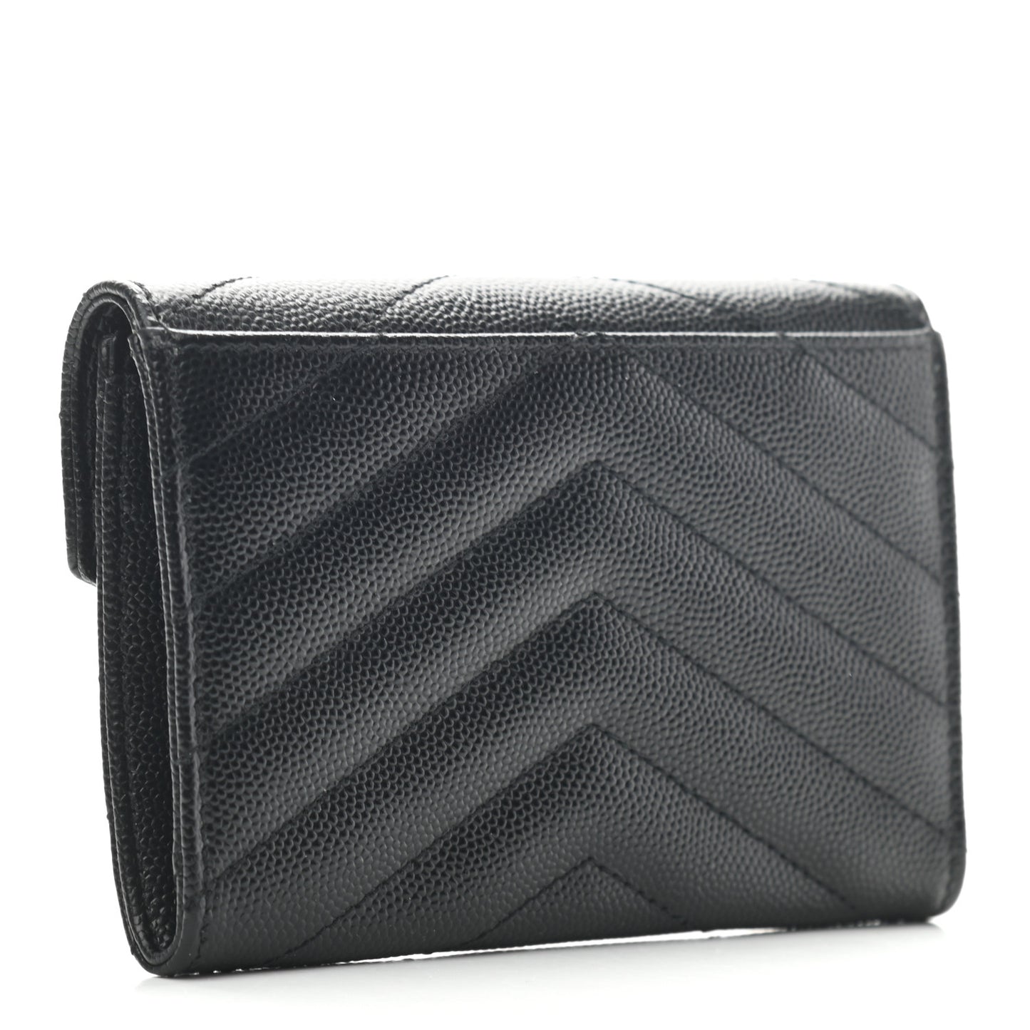Grain De Poudre Matelasse Chevron Small Monogram Envelope Wallet Black