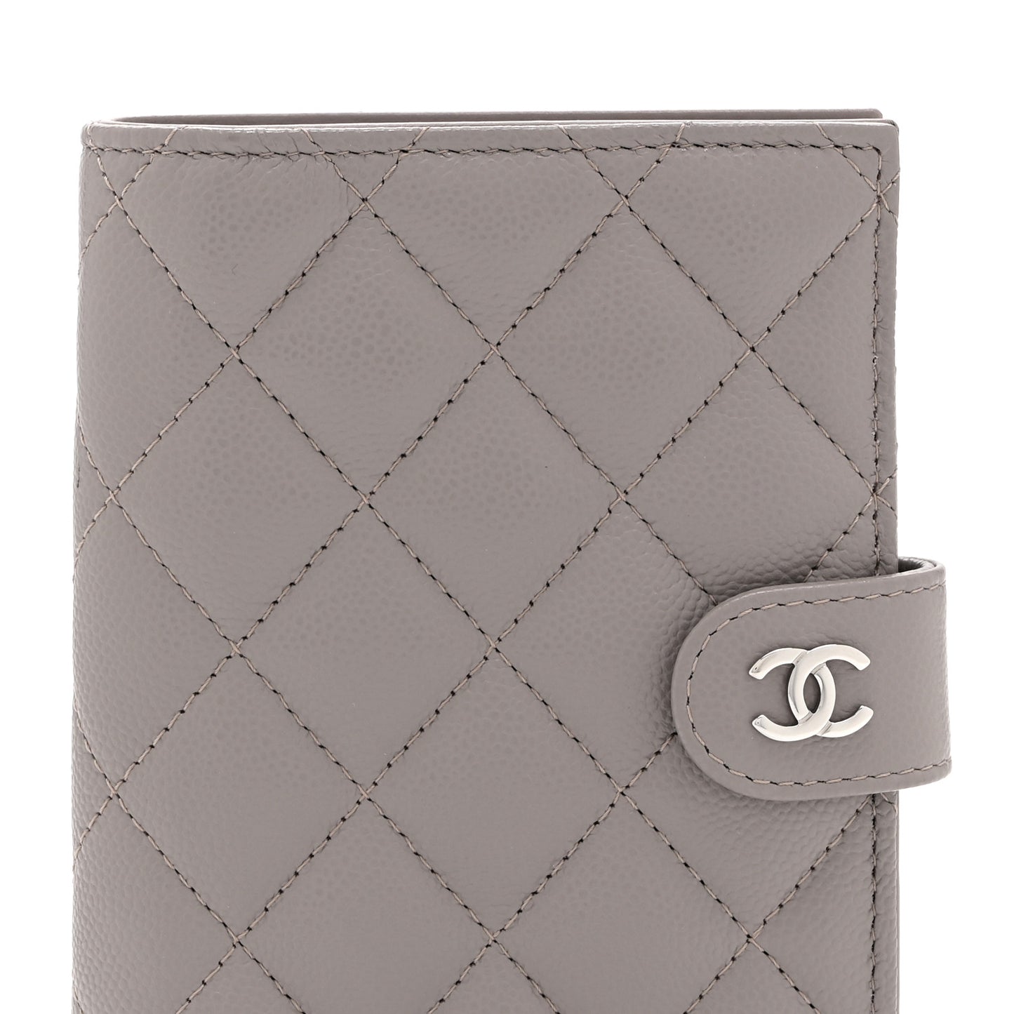 Caviar Quilted Passport Holder Grey