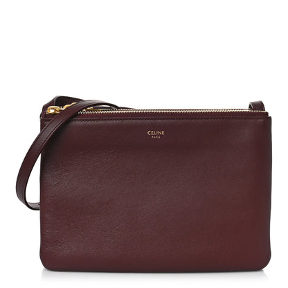 Celine Smooth Lambskin Small Trio Crossbody Bag Burgundy 1 of 8