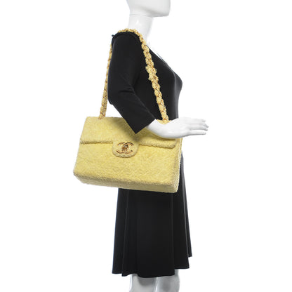 Chanel Terry Cotton Quilted XL Jumbo Single Flap Yellow 2 of 17