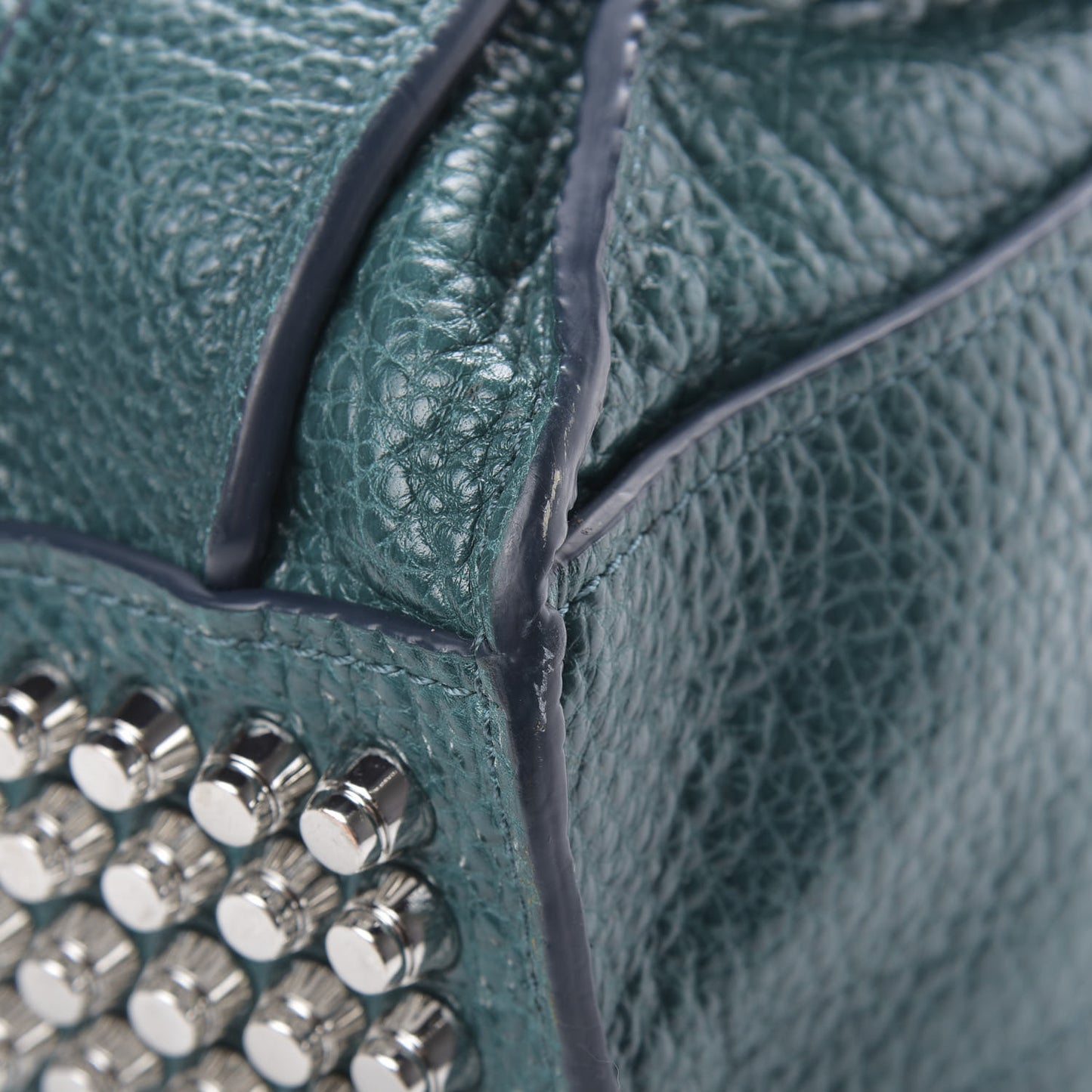 Pebbled Lambskin Inside Out Rockie Dark Mosaic Teal Silver Hardware