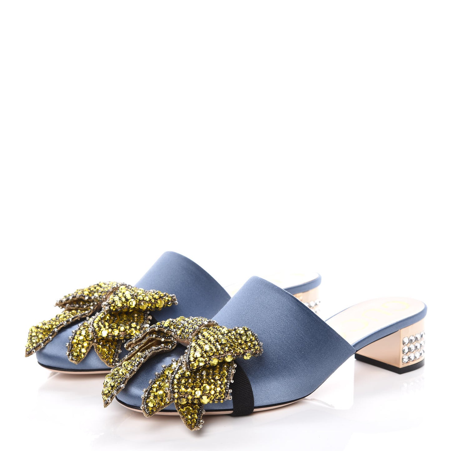 Silk Satin Crystal Embellished Bow Mules 38 Carta Zucchero
