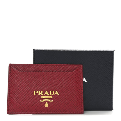 Prada Saffiano Cuir Metal Card Holder Fuoco 7 of 7