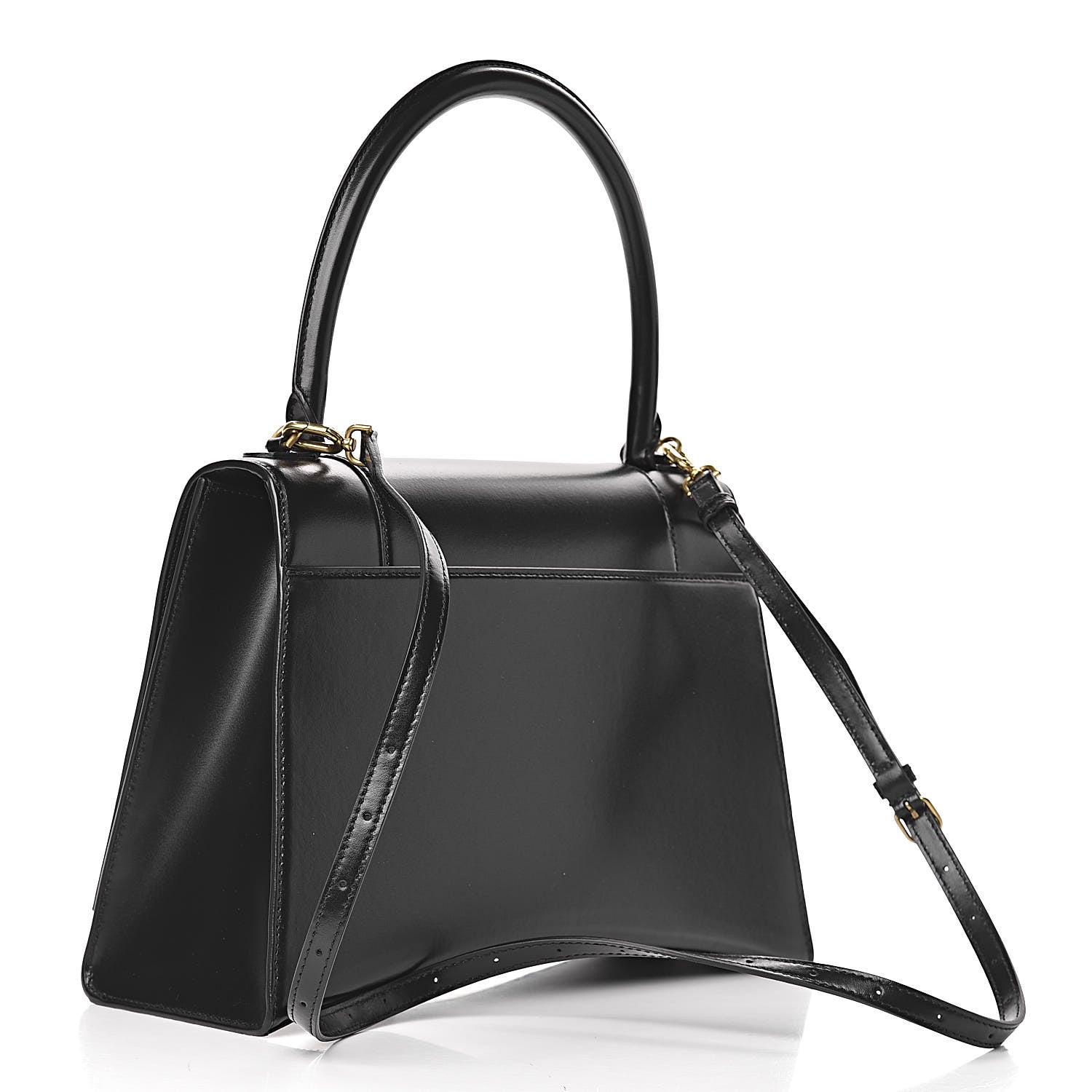 Balenciaga Shiny Box Calfskin Medium Hourglass Top Handle Bag Black 3 of 10