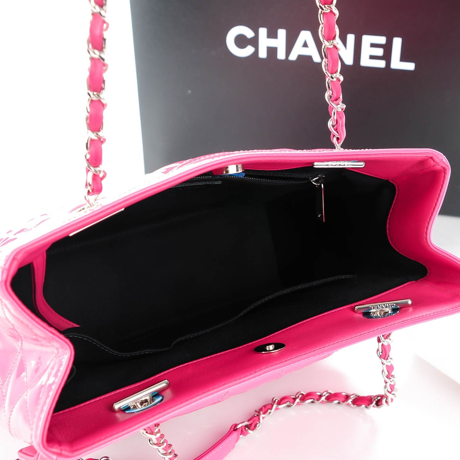 Chanel Patent Quilted Small Coco Shine Shopping Tote Pink 5 of 7