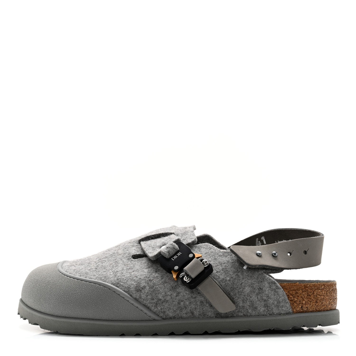 Christian Dior X BIRKENSTOCK Felted Wool Nubuck Calfskin Tokio Mule 41 Grey 1 of 7
