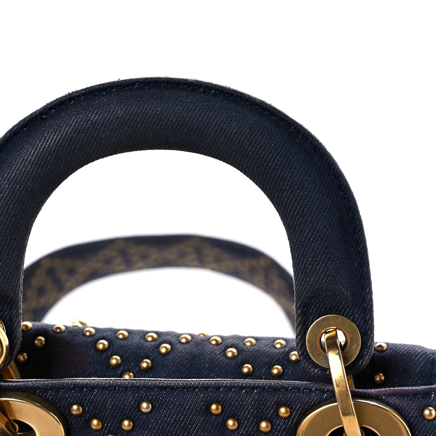 Christian Dior Denim Cannage Studded Mini Lady Dior Navy 13 of 14