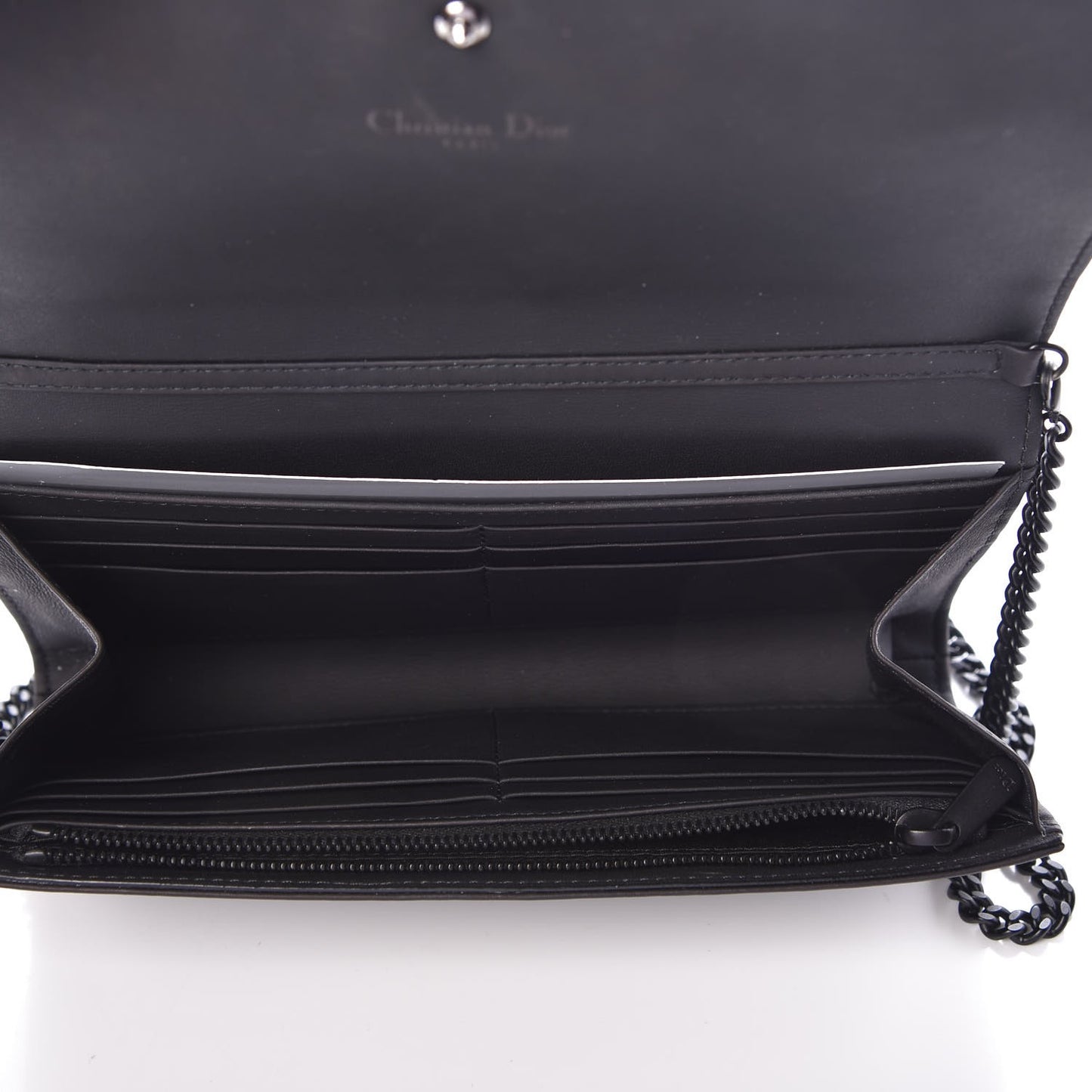 Ultra Matte Calfskin Studded Diorama Croisiere Chain Wallet Black