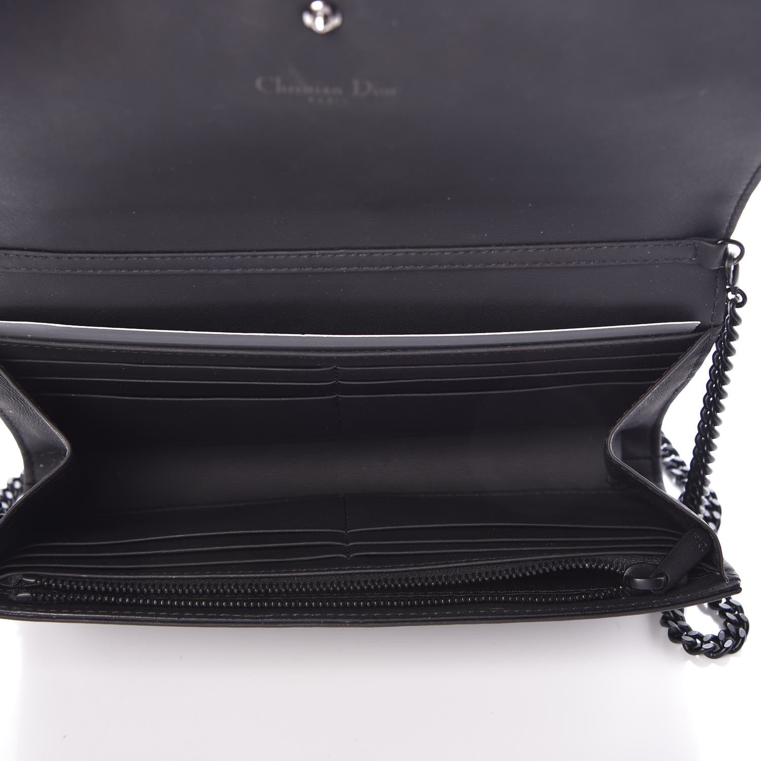 Christian Dior Ultra Matte Calfskin Studded Diorama Croisiere Chain Wallet Black 5 of 8