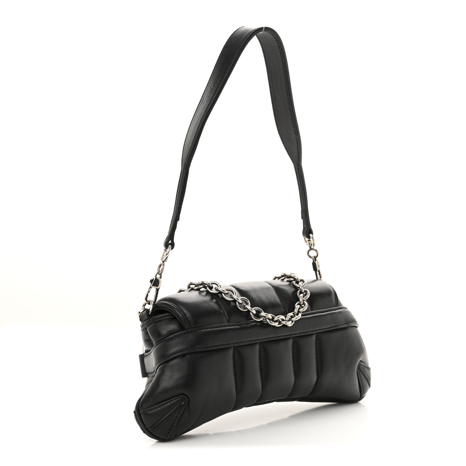 Gucci Nappa Vertical Matelasse Small Maxi Horsebit Chain Shoulder Bag Black 3 of 13