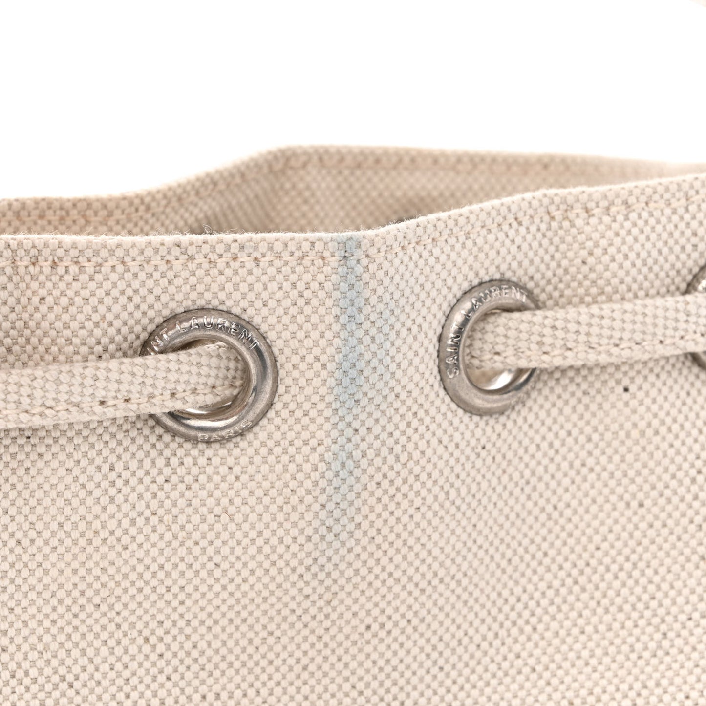 Canvas Mini Chevron Bucket Bag Grigio