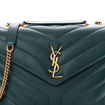 Saint Laurent Calfskin Y Quilted Monogram Small Loulou Chain Satchel Sea Turquoise 8 of 13