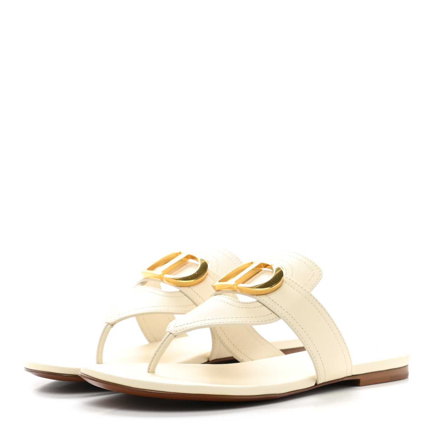 Christian Dior Calfskin 30 Montaigne Thong Sandals 36.5 White 3 of 9