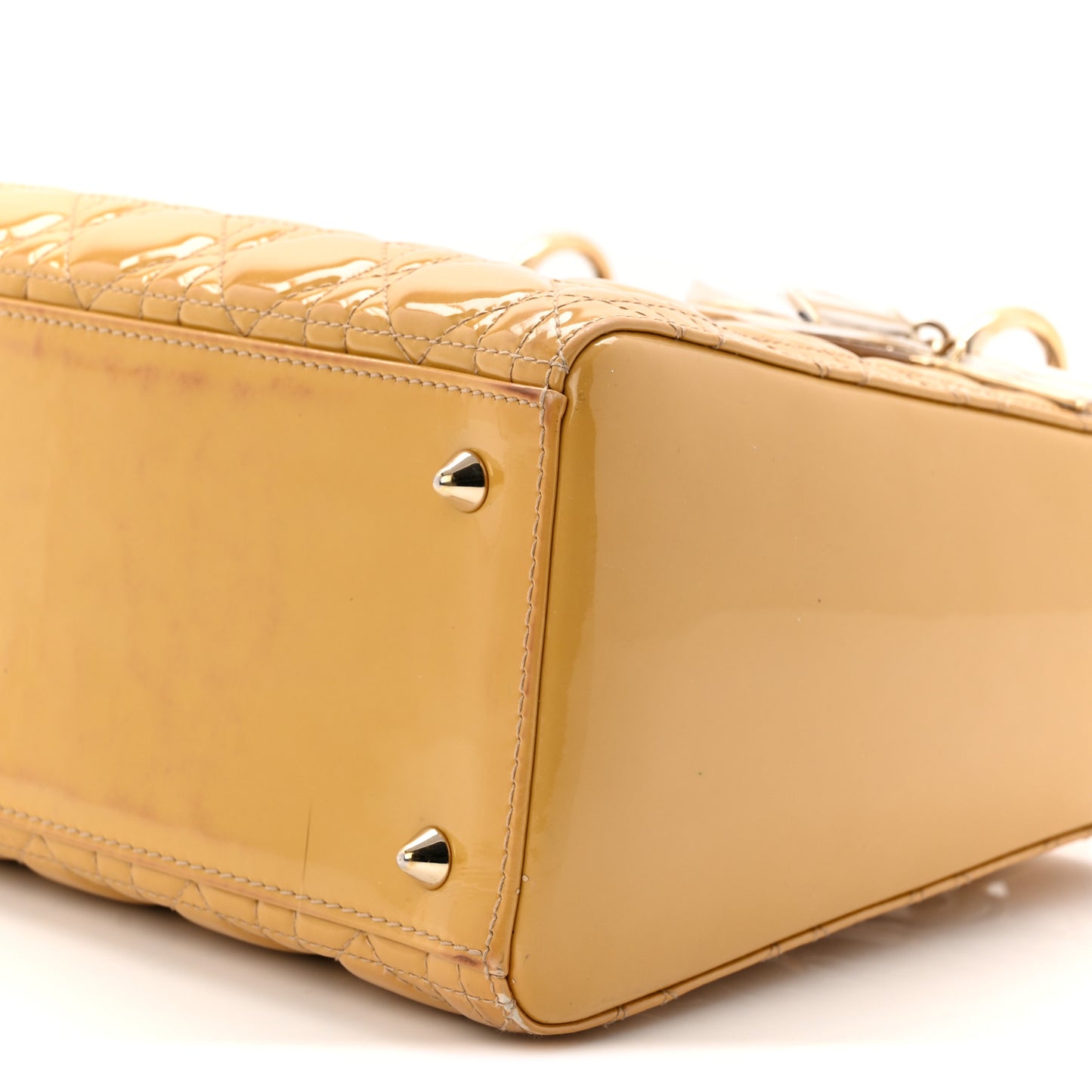 Patent Cannage Medium Lady Dior Beige