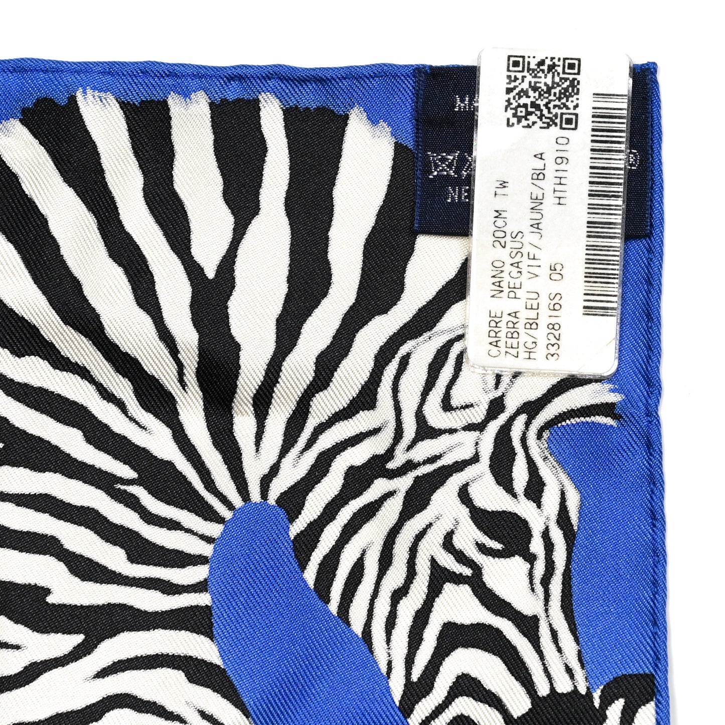 Silk Zebra Pegasus Nano Scarf 20 Bleu Vif Jaune White