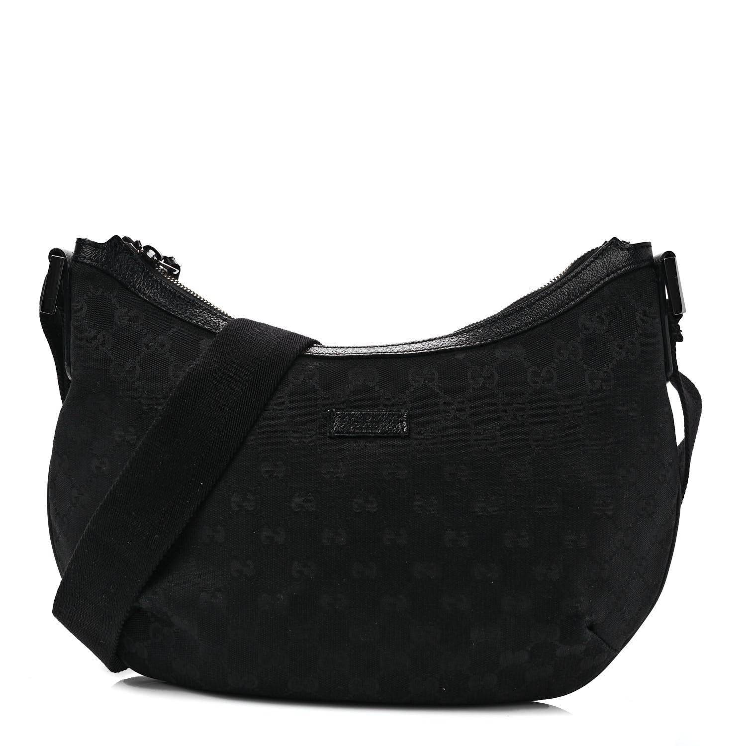 Gucci Monogram Medium Half Moon Hobo Black 1 of 12
