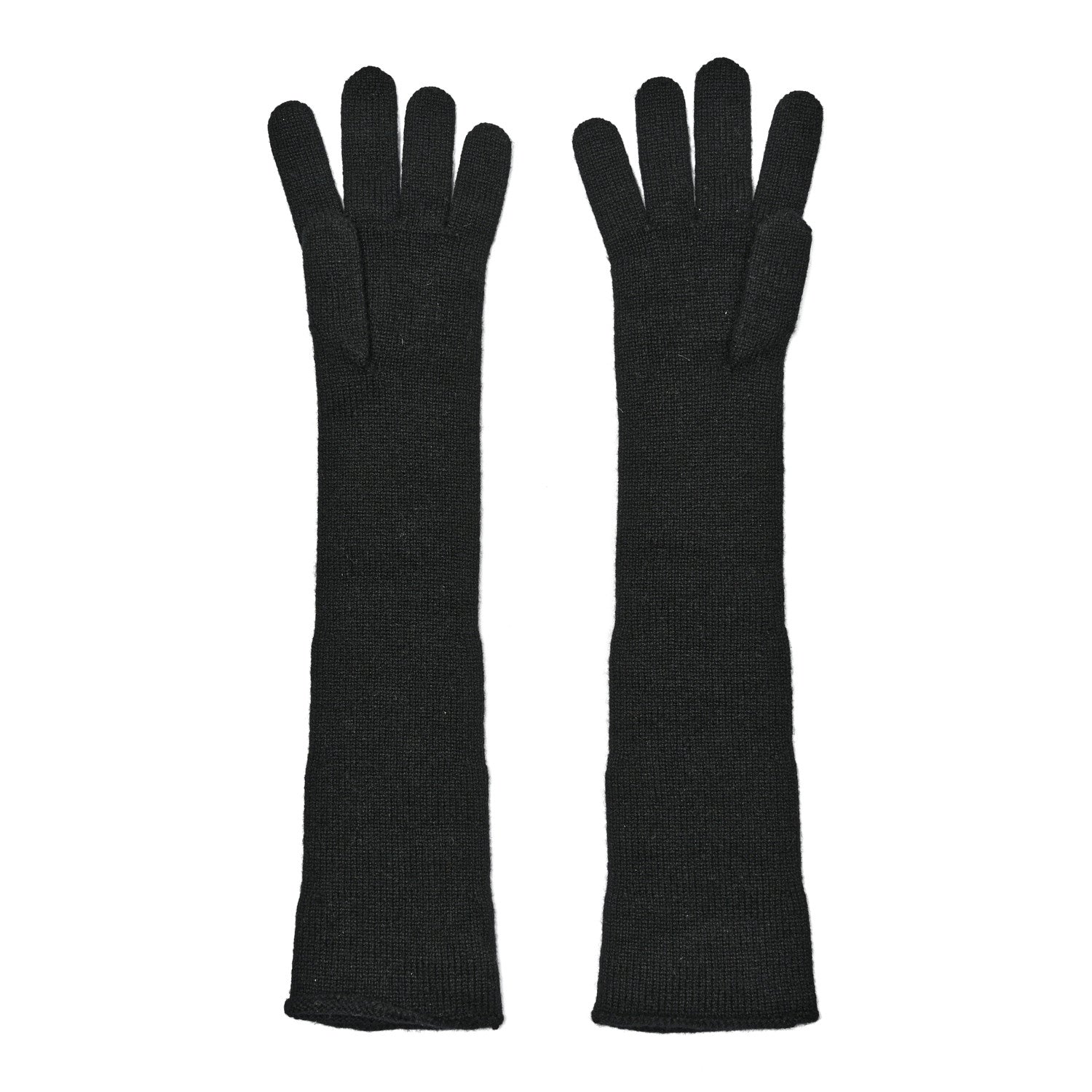 Chanel Cashmere Knit CC Long Gloves Black 2 of 4