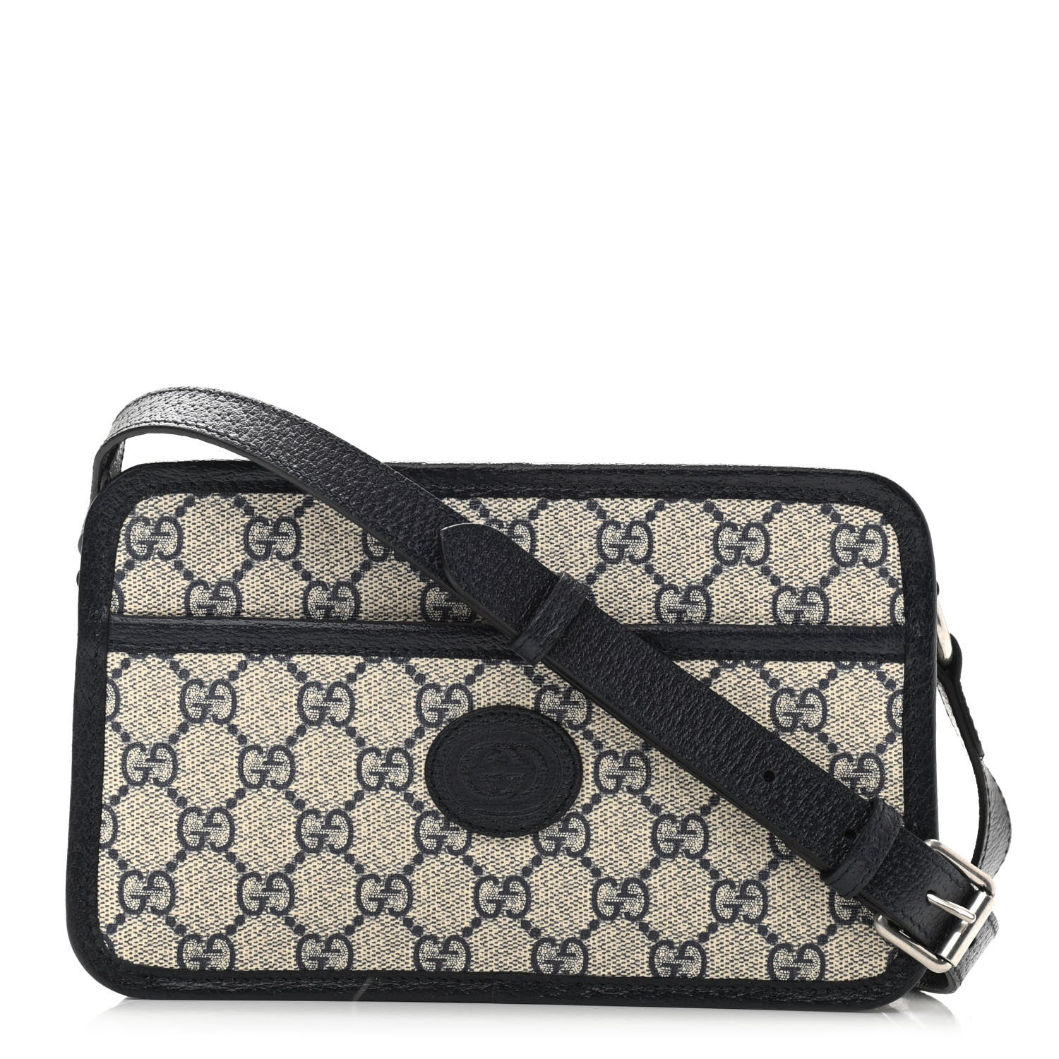 Gucci GG Supreme Monogram Textured Dollar Calfskin Mini Retro Interlocking G Shoulder Bag Beige Blue 1 of 8