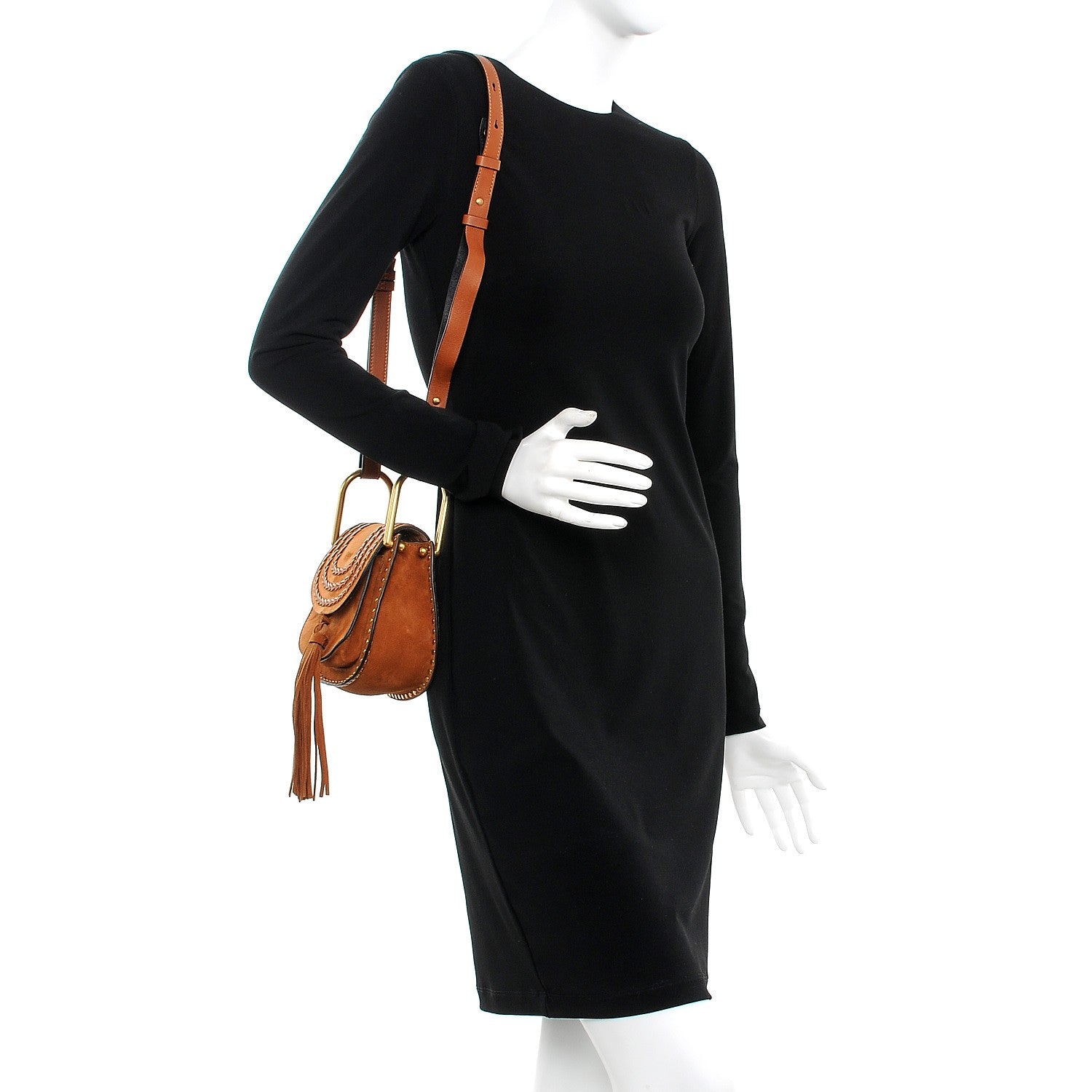 Chloe Suede Calfskin Braided SMini Hudson Shoulder Bag Caramel 2 of 7
