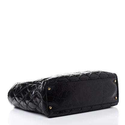 Chanel Glazed Calfskin Quilted Mademoiselle Tote Black 3 of 4