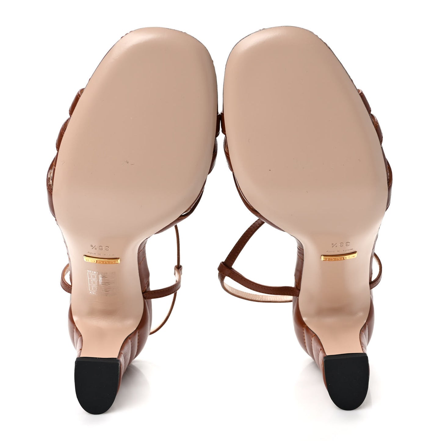 Nappa Matelasse T-Strap 40mm Sandals 38.5 Brown Papaya