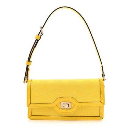 Gucci GG Monogram Scratch Lux Calfskin Mini Luce Shoulder Bag Yellow 1 of 11