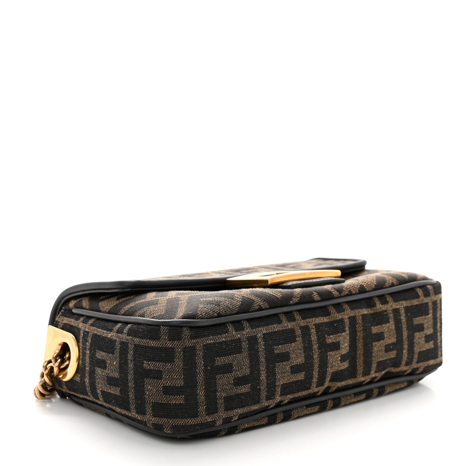 Fendi Fabric Jacquard FF 1974 Midi Chain Baguette Tobacco Moro 4 of 10