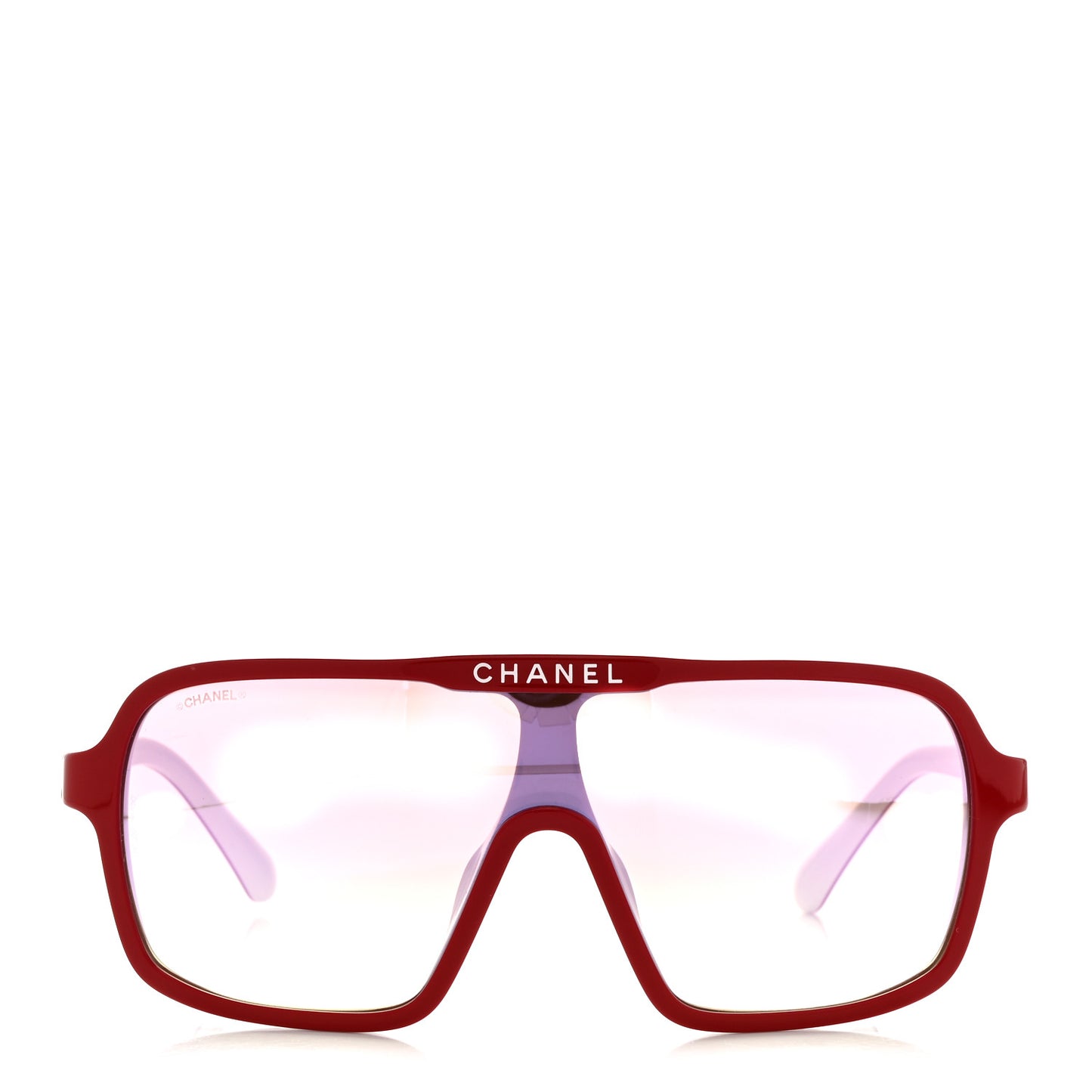 Acetate Shield Quilted Sunglasses 71655A White Red