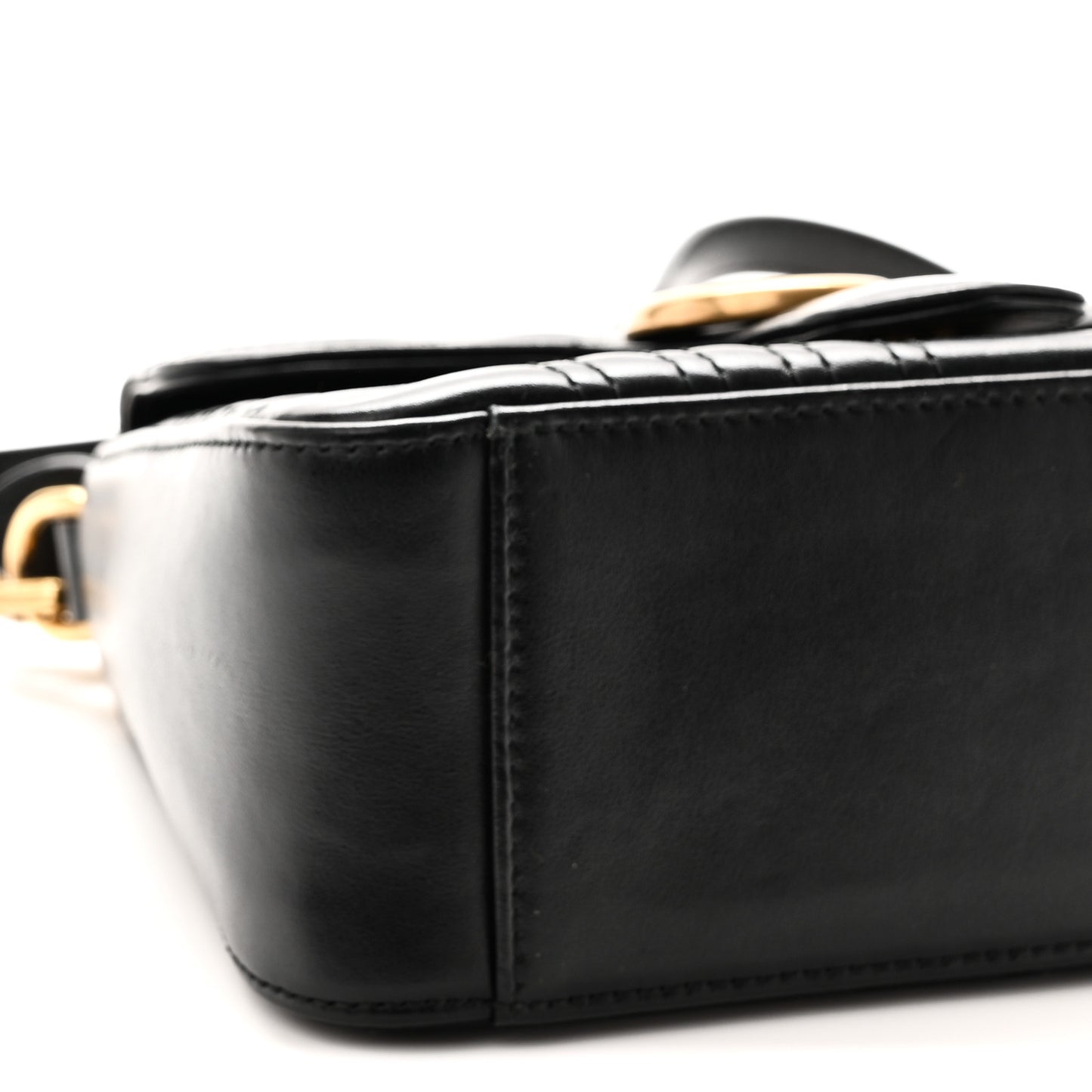 Calfskin Matelasse Mini GG Marmont Top Handle Shoulder Bag Black