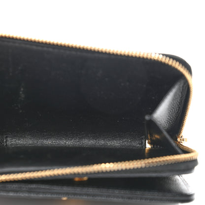 Saint Laurent Grain De Poudre Matelasse Chevron Monogram Compact Zip Around Wallet Black 5 of 11