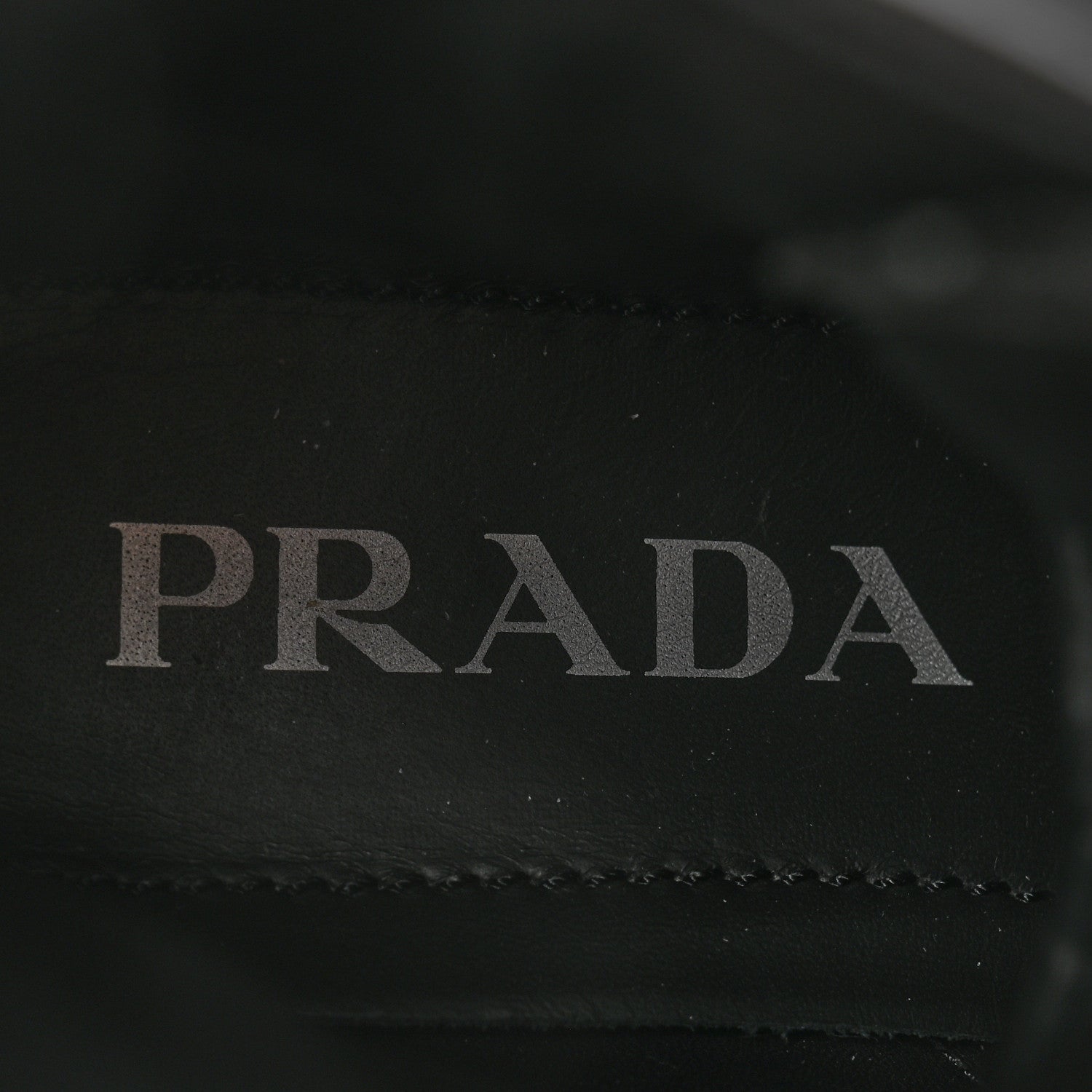 Prada Spazzolato Rois Re-Nylon Metal Triangle Logo Monolith Pouch Pocket 55mm Boots 35.5 Black 6 of 11