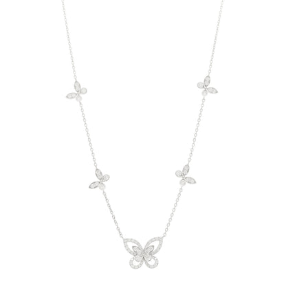 Graff 18K White Gold Diamond Multi Butterfly Silhouette Pendant Necklace 1 of 6