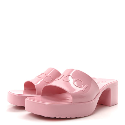 Gucci Rubber Gucci Logo Womens Platform 20/60mm Slide Sandals 37 Wild Rose 3 of 9