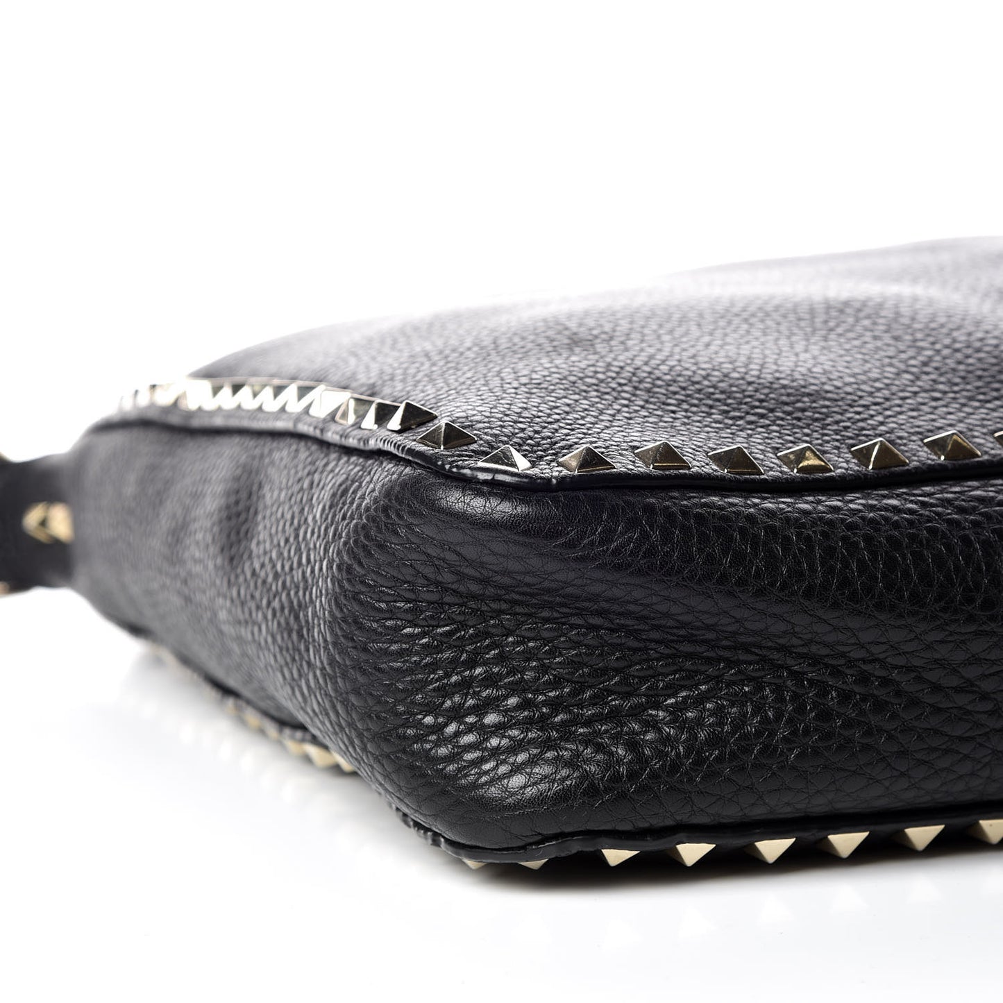 Pebbled Calfskin Large Rockstud Flip-Lock Messenger Bag Black