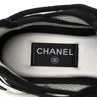 Chanel Velvet Calfskin Mixed Fibers CC Sneakers 38 Black Dark Grey 8 of 10