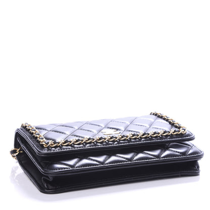 Chanel Lambskin Quilted Running Chain Wallet On Chain WOC Black 3 of 13