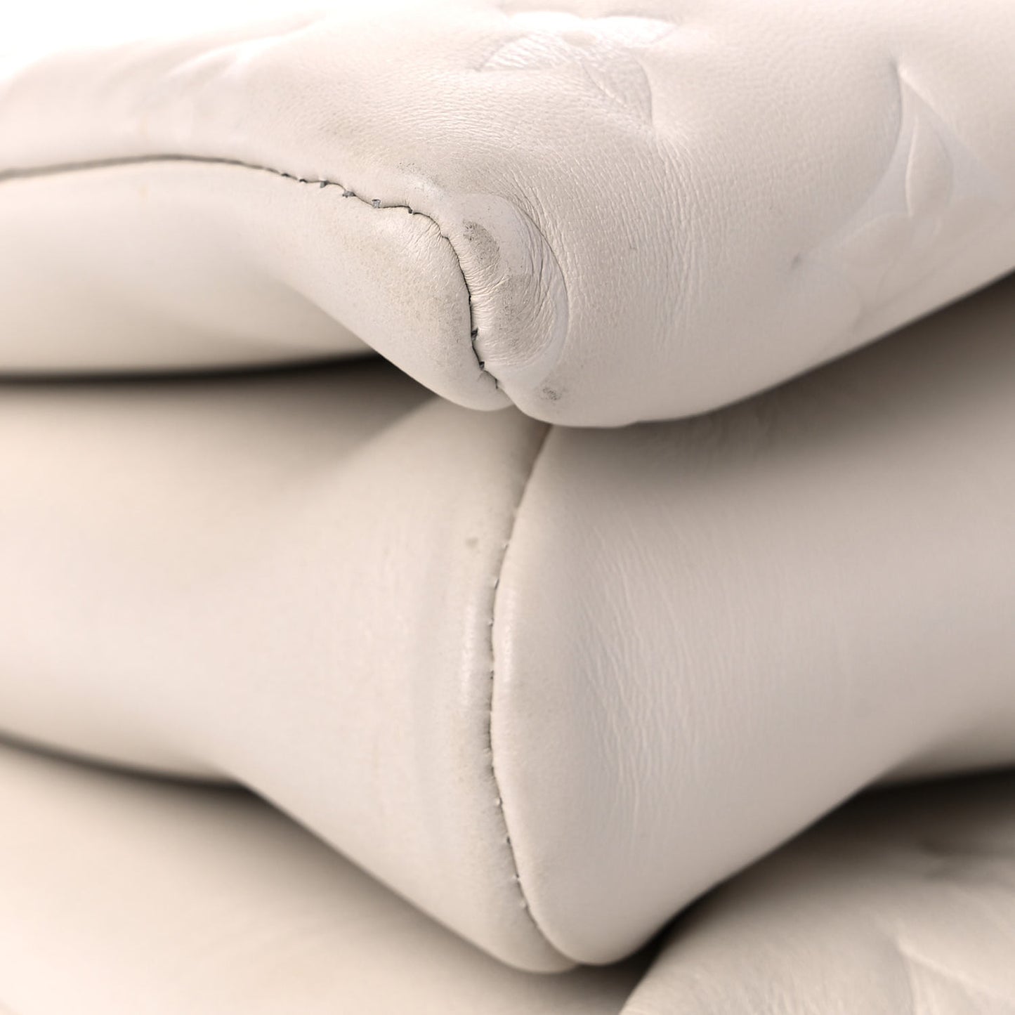 Lambskin Embossed Monogram Coussin PM Beige Cream