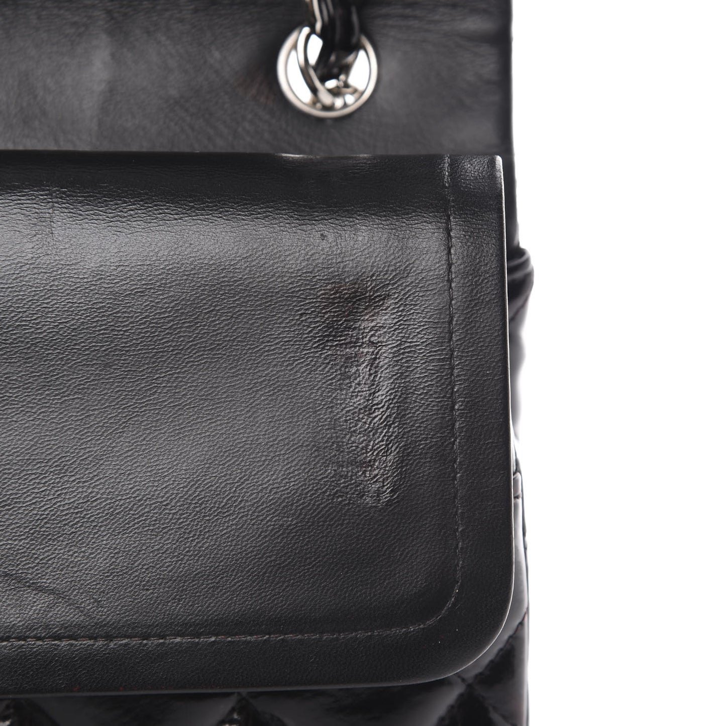 Patent Quilted Jumbo Double Flap Black