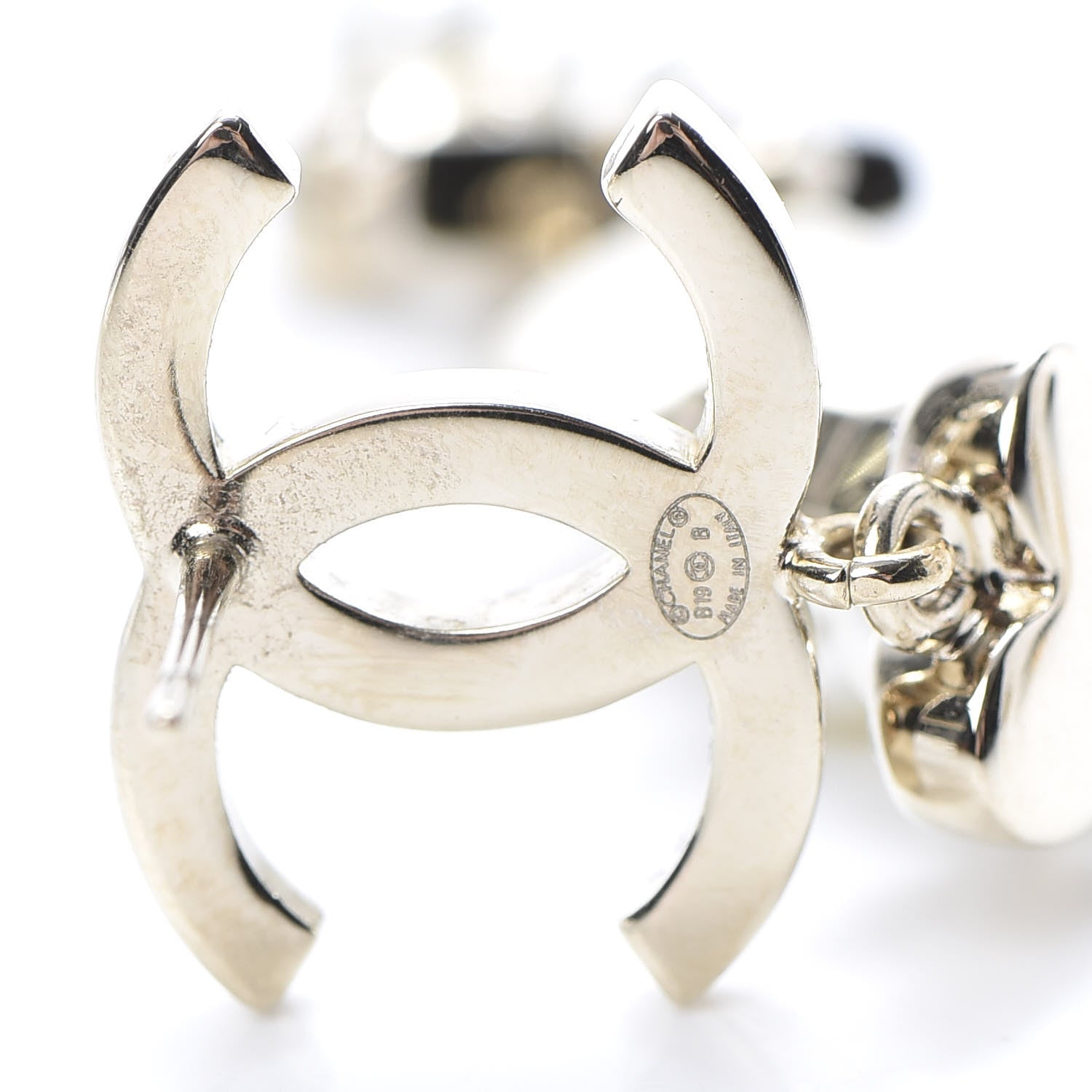 Chanel Crystal Pearl Charming Winter CC Star Heart Drop Earrings Gold 4 of 4