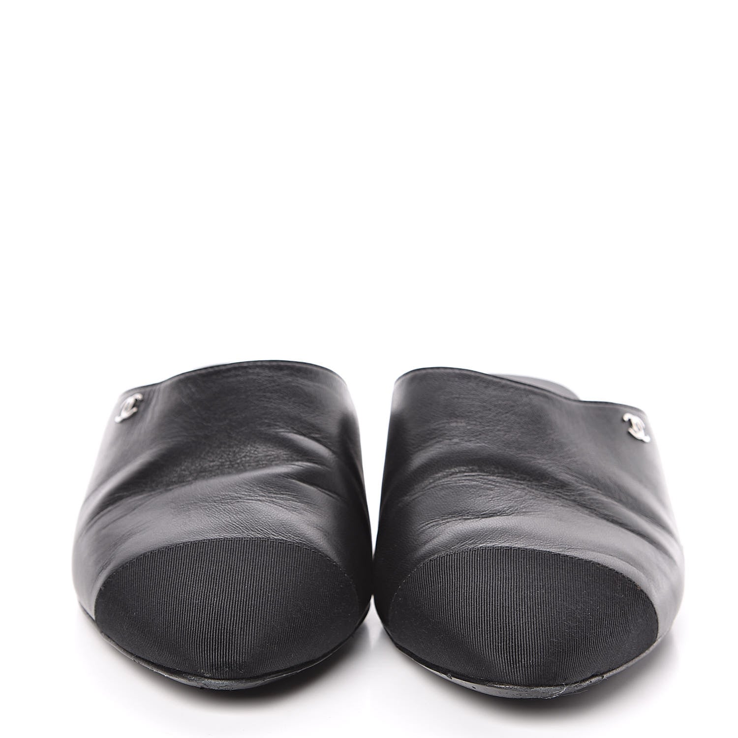 Chanel Lambskin Grosgrain Cap Toe Mules 36 Black 2 of 10