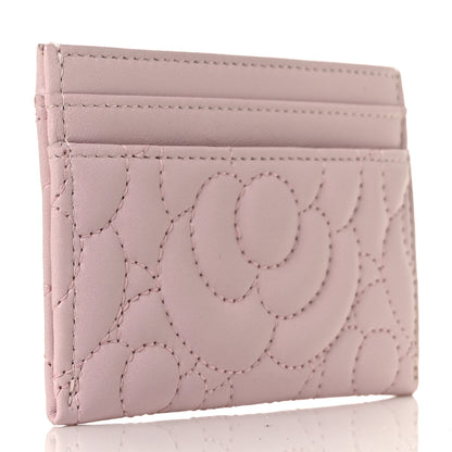 Chanel Lambskin Camellia Embossed Card Holder Pink 3 of 11