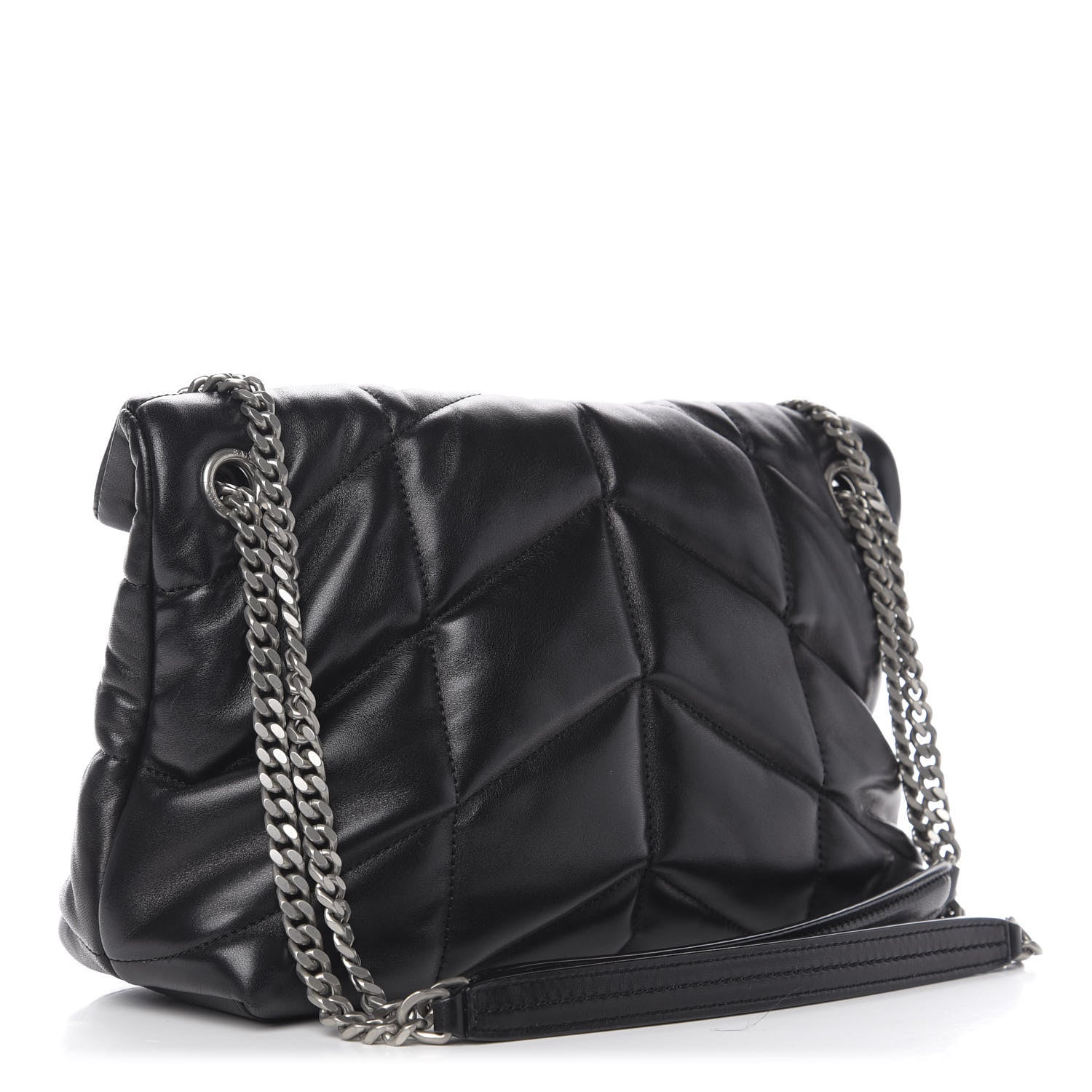 Saint Laurent Lambskin Quilted Small Loulou Puffer Monogram Chain Satchel Black 4 of 11
