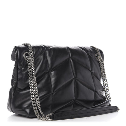 Saint Laurent Lambskin Quilted Small Loulou Puffer Monogram Chain Satchel Black 4 of 11