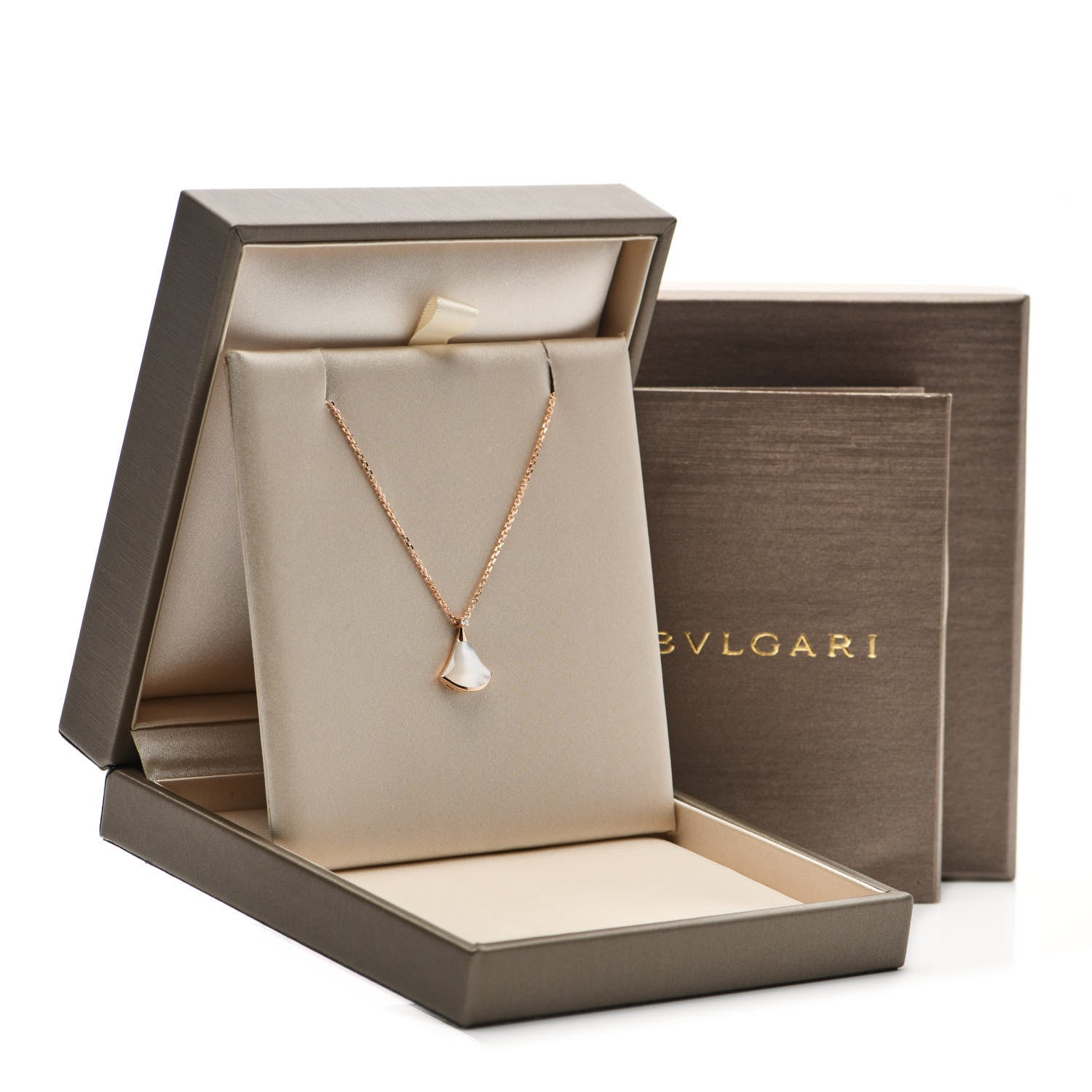 Bulgari 18K Rose Gold Diamond Mother of Pearl Small Divas' Dream Pendant Necklace 7 of 7