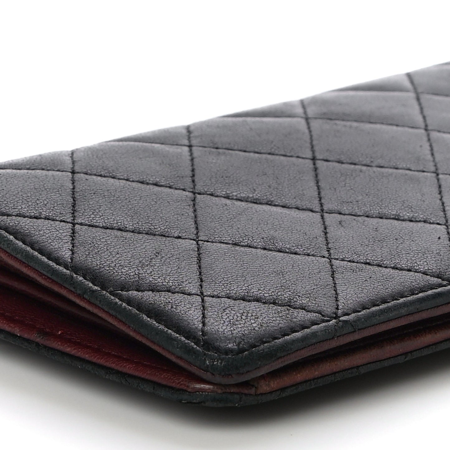 Lambskin Quilted Yen Wallet Black