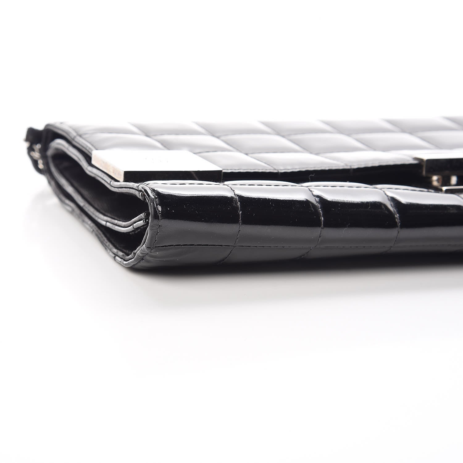 Chanel Patent Chocolate Bar Chain Clutch Black 20 of 23