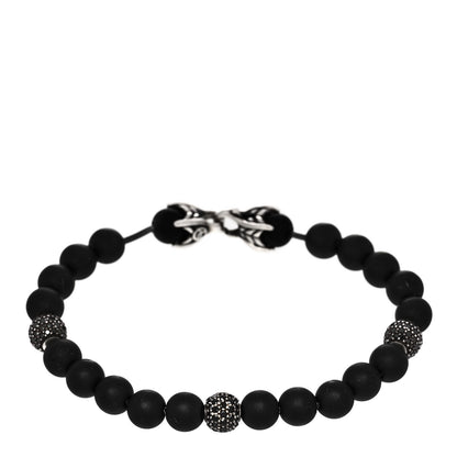 David Yurman Sterling Silver Black Onyx Black Diamond 8mm Spiritual Beads Bracelet 1 of 4